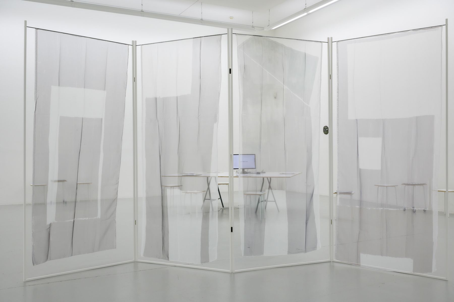 Sarah Lehnerer with Inka Meißner and Jackie Grassmann, Installation view Kunstverein Freiburg, Biennale für Freiburg #1, 2021, Photo: Marc Doradzillo